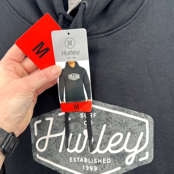 Hurley Sweatshirt Hoodie Men's Size M Black Graphic New With Tags - Picture 4 of 5